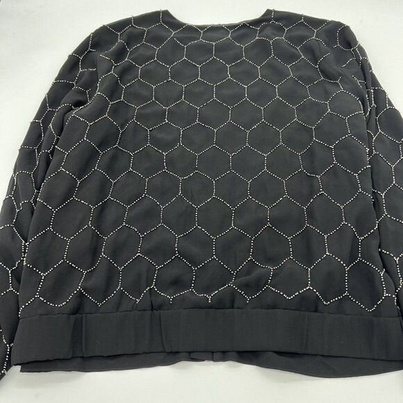 Chico's Women's 3/XL Full Zip Jacket Black Long Sleeve Geometric Polyester - Picture 6 of 6